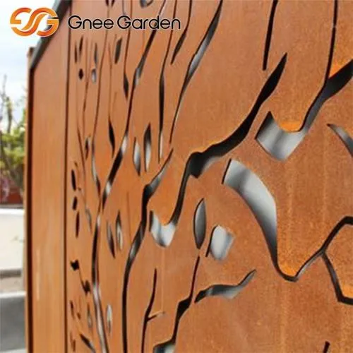 Corten Metal Tree Silhouette Garden Cerca Painel de Privacidade