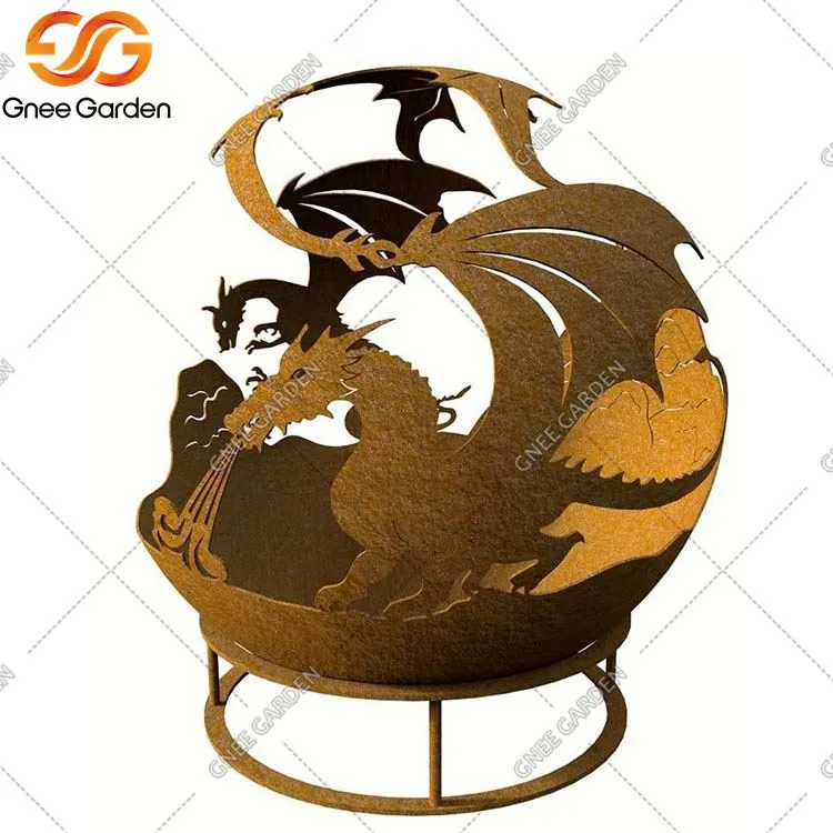 Escultura Corten Esfera Flamejante