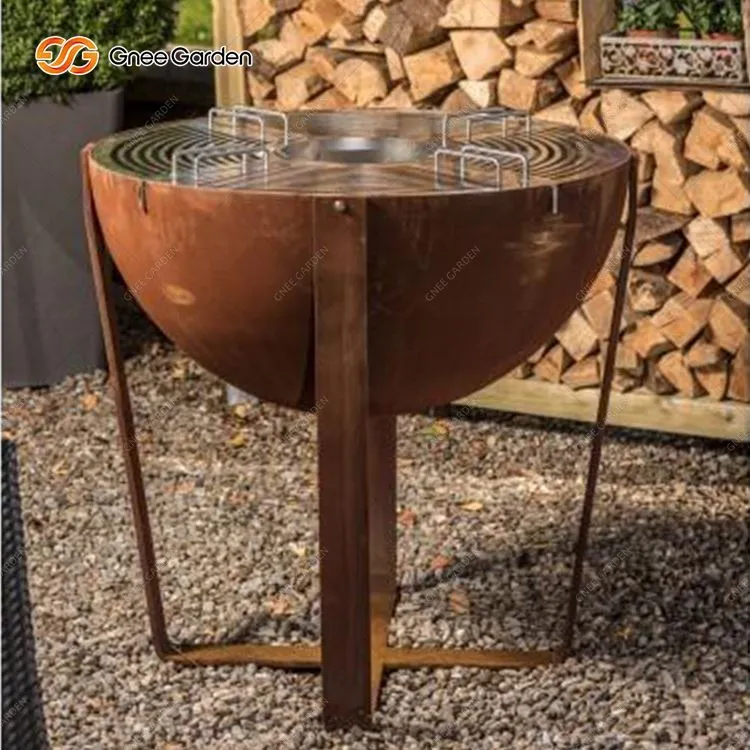 Churrasco Hemisfério Fire Pit Bowl em Aço Corten