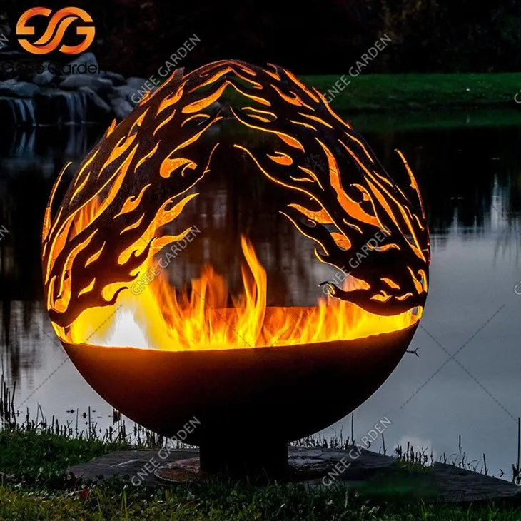  corten steel garden ball