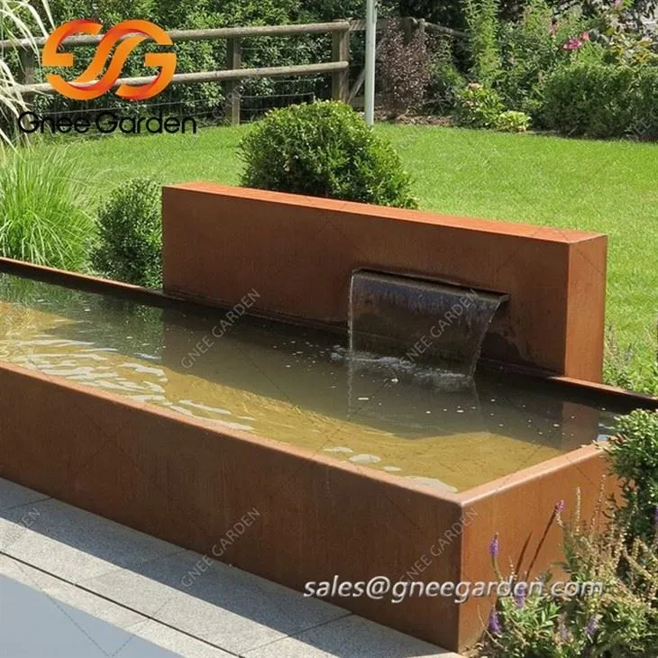 corten steel outdoor waterfall