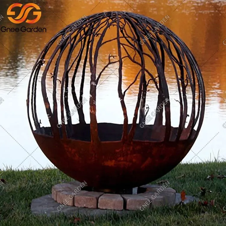 Bola de queima de madeira Corten