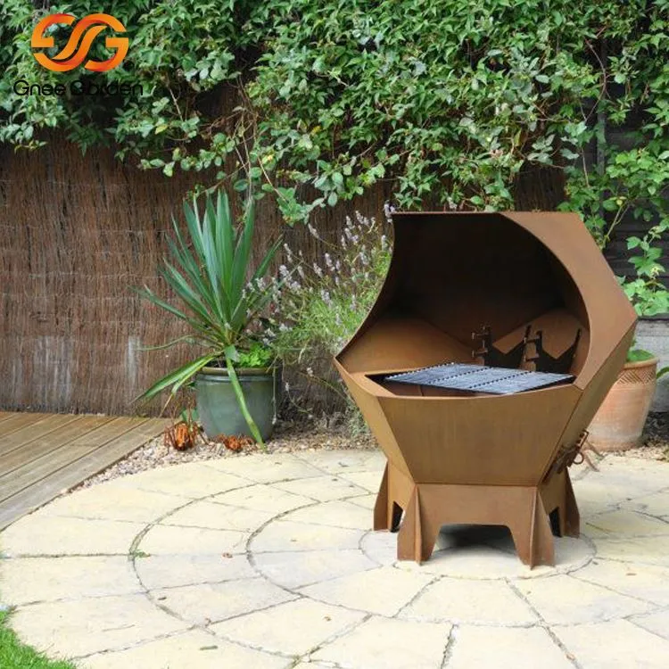 Design criativo para churrasco em aço corten