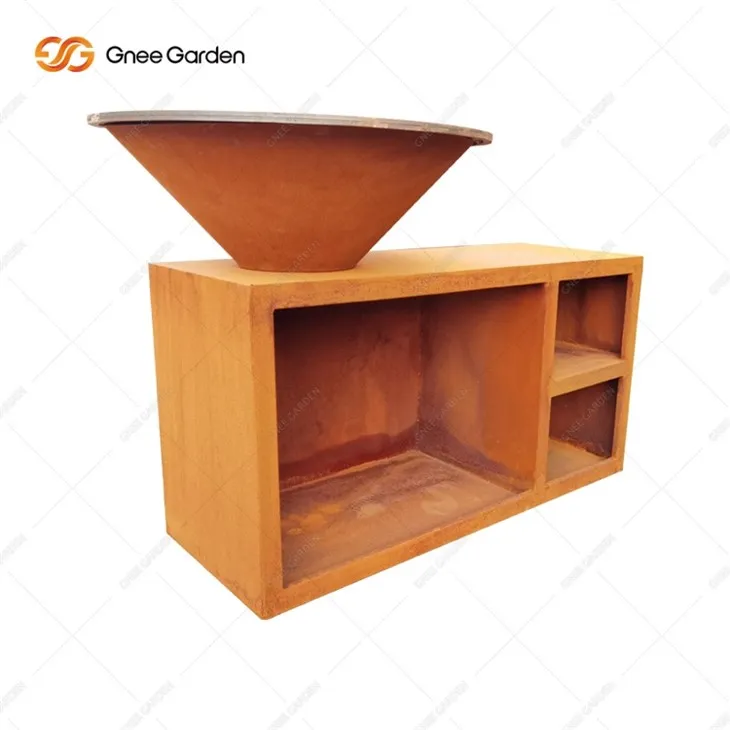 Corten Steel fire pit grill barbecue