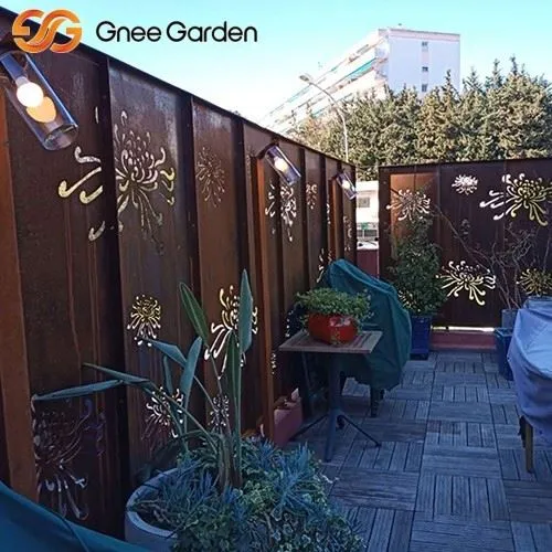 Garden Corten Screen Chrysanthemum Decoration