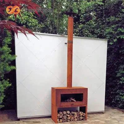 Lareira externa em aço Corten